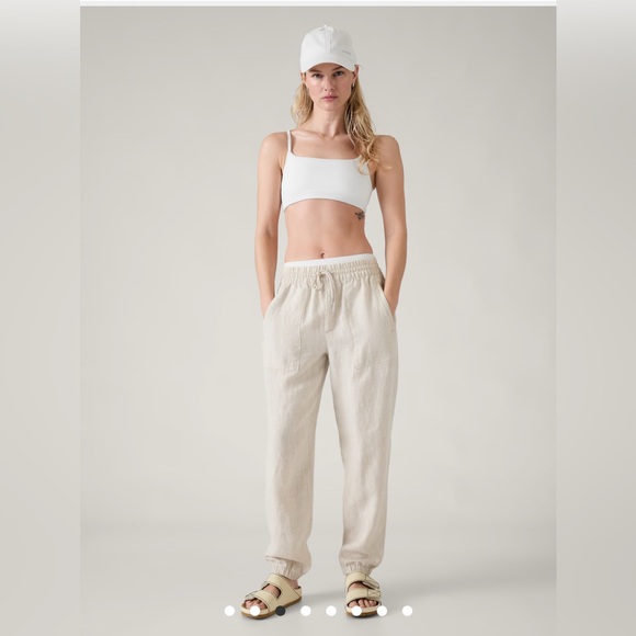 Athleta Pants - Athleta Cream Joggers with Elastic Waistband and High-Waisted Fit